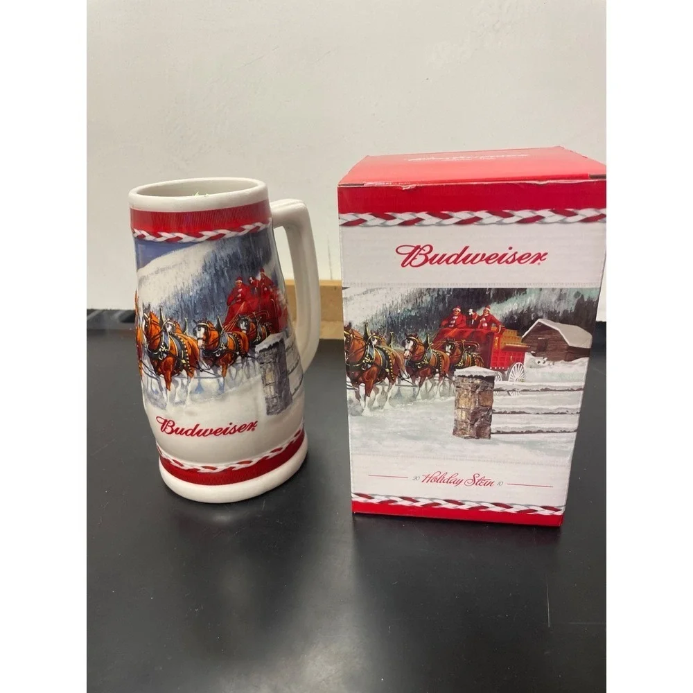 Budweiser Holiday Beer Stein Anheuser Busch‎ 2010 in Box with COA